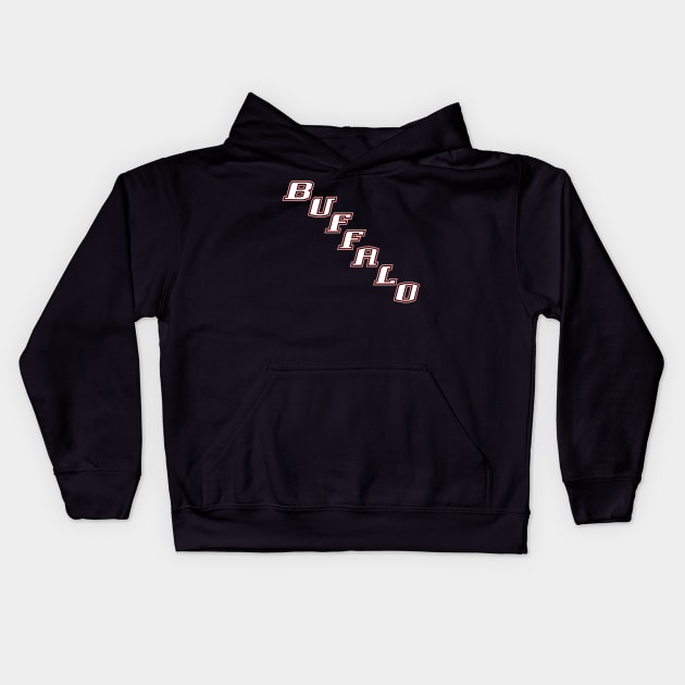 Buffalo Hockey Wordmark Kids Hoodie by Carl Cordes